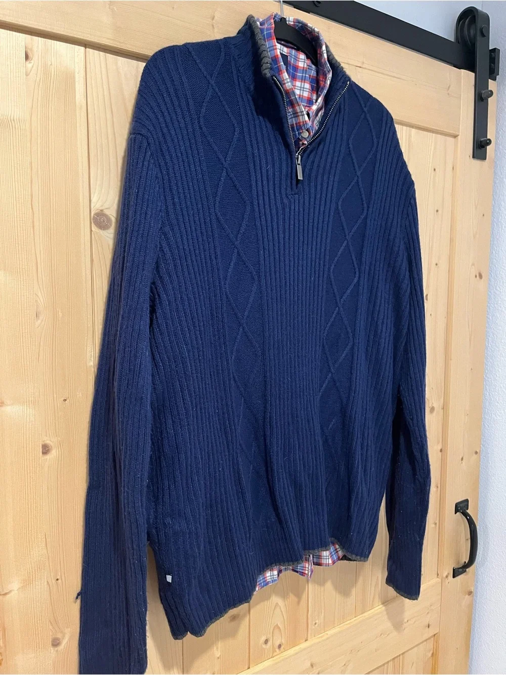 Geoffrey Beene men’s 1/4-zip pullover sweater, Navy XL (Free Lochlane XL Shirt.